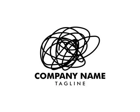 Psychotherapy illustration with tangled thread logo template design Stock Illustration