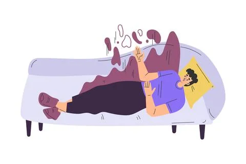 Psychotherapy with Man Lying on Sofa Having Mental Therapy Session Vector Stock Illustration