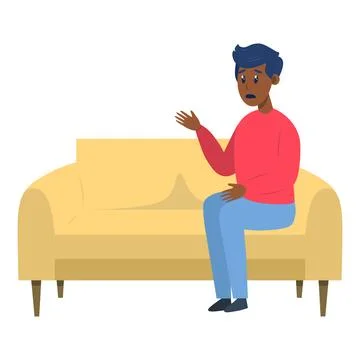 Psychotherapy session - black man talking to psychologist sitting on sofa Stock Illustration