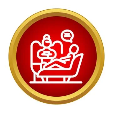 Psychotherapy session with patient on couch icon Stock Illustration