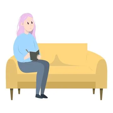Psychotherapy session - psychologist sitting on sofa. Mental health concept Stock Illustration