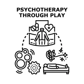 Psychotherapy using play and game therapy methods Stock Illustration