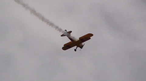 PT-17 Stearman Flying Stock Footage 33328557