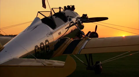 PT-22 Ryan at Sundown Stock Footage 35346289