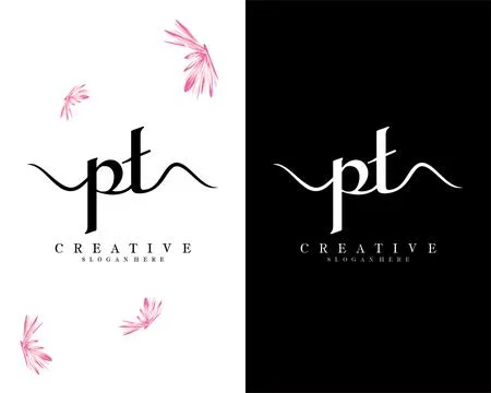 Pt, tp handwriting script font letter logo design template vector Illustrazione stock