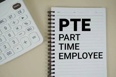 PTE Abbreviations of Part time Equivalent text with calculator phrase of bu.. Stock Photos