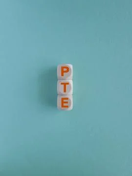 PTE - acronym on cubes Stock-Fotos