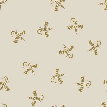 Pteranodon dinosaur animal glyph vector seamless pattern Stock Illustration