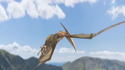 Pteranodon Dinosaurs Fly Attacks Dies Animated Background 3D Rendering Stock Footage 89616104