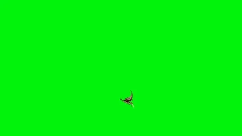 Pteranodon Dinosaurs Fly Attacks Dies Side Green Screen Markers 3D Rendering Stock Footage 89616109