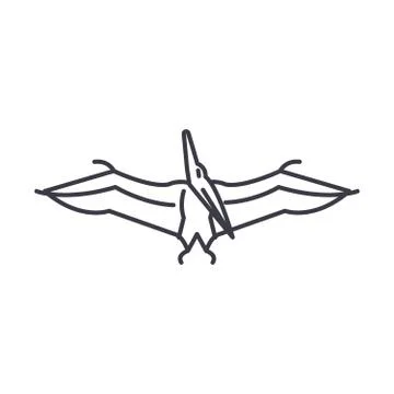Pteranodon vector line icon, sign, illustration on background, editable strokes Stock Illustration