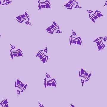 Pterodactyl dinosaur animal glyph vector seamless pattern Stock Illustration