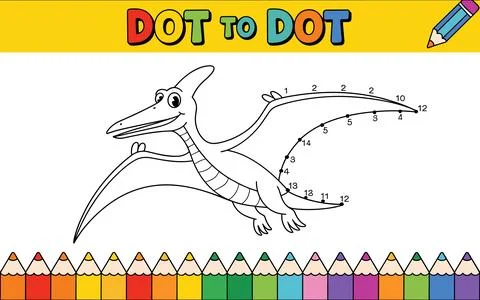 Pterodactyl dot to dot activity with colorful pencils Stock-Illustration