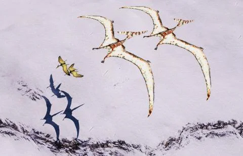 Pterodactyl in flight 3d rendering Stock Illustration