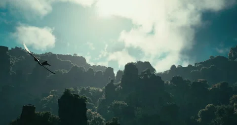 The pterodactyl prepares to hunt. Stock Footage 246689668