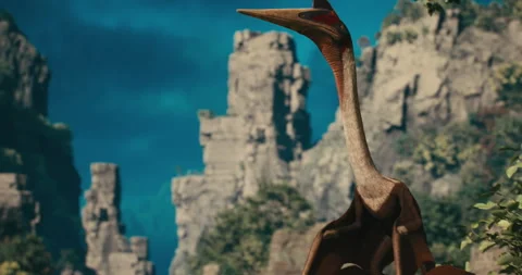 The pterodactyl prepares to hunt. Stock Footage 246692461