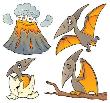 Pterodactyls theme set Stock Illustration