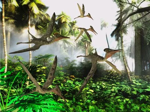 Pterodactylus Flying Reptiles Stock Illustration
