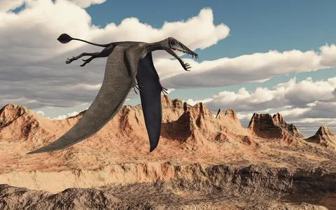 Pterosaur Dorygnathus over a landscape Illustrazione stock