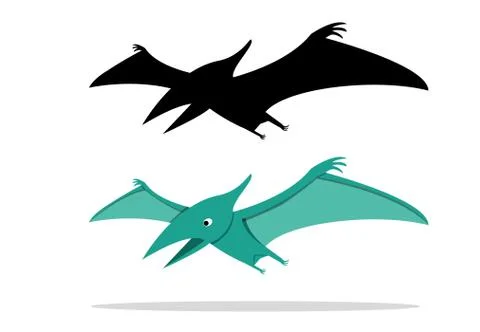Pterosaurs, flying dinosaur on white, vector art Stock Illustration