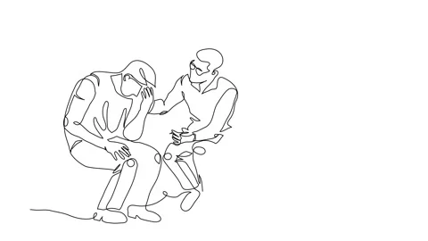 Ptsd therapy, post-traumatic stress disorder treatment animated illustration Stock Footage 300950984