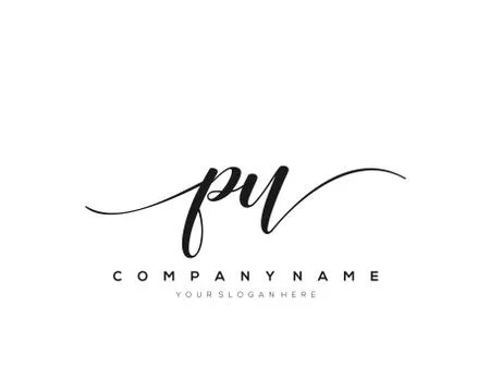 PU Initial Letter handwriting logo hand drawn template vector Stock Illustration