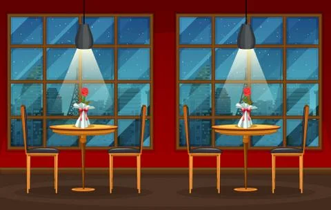 Pub and restaurant background scene Stock Illustration