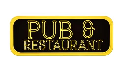 Pub and restuarabt 3d text sign Illustration