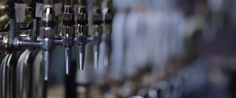 Pub bar with lager taps and beer pumps Stock Footage 59945994