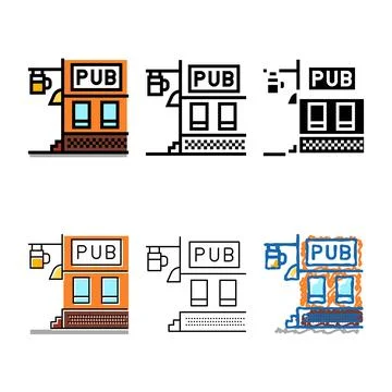Pub beer drink stylized color icon vector Stock Illustration