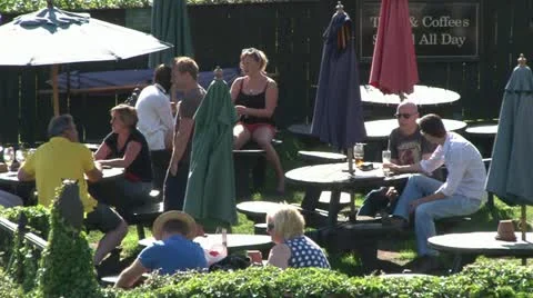 Pub Beer Garden Stock Footage 18009943