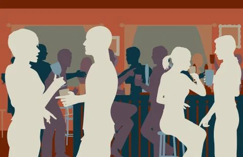 Pub crowd Illustrazione stock