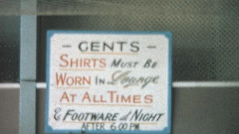 Pub Dress Code Sign With Misspelled Footware in Australia 1960s 動画素材 341346998
