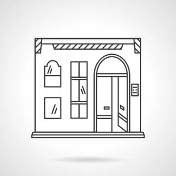 Pub facade flat line design vector icon Stock Illustration