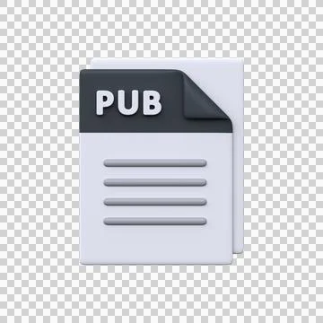 PUB file, format, 3D icon Illustrazione stock