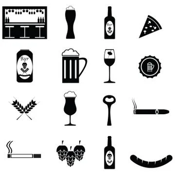 Pub icon set Stock Illustration