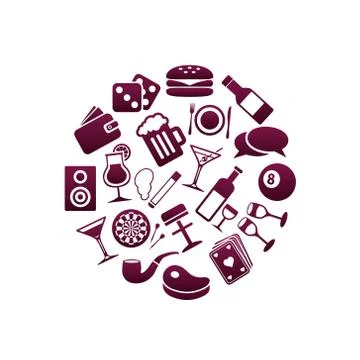 Pub icons in circle Stock Illustration