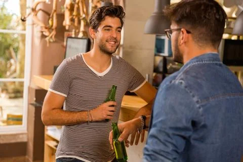 In the pub with my buddy Stock Photos