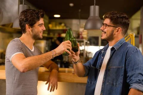In the pub with my buddy Stock Photos