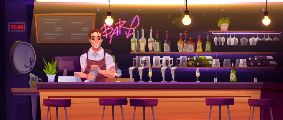 Pub or bar counter vector illustration background Stock Illustration