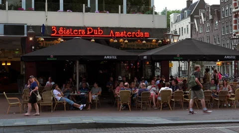 Pub at Rembrandt Square Amsterdam Stock-Footage 40757674