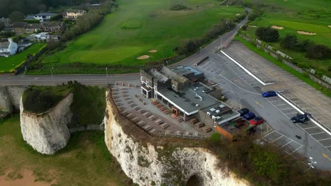 Pub restaurant captain digby . kinsgate castle , botany bay cliff needles Stock Footage 245456786