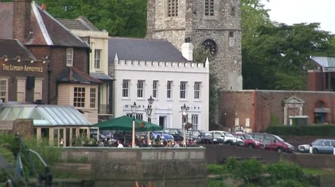 Pub on River Thames Stock Footage 935202