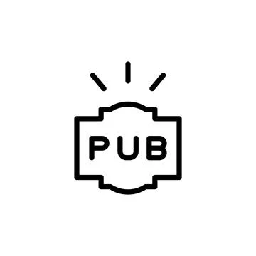 Pub sign, label icon. Simple line, outline vector elements of international beer Stock Illustration