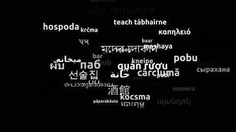 Pub Translated in 50 Worldwide Languages Endless Looping 3d Zooming Wordcloud Stock Footage 145216623