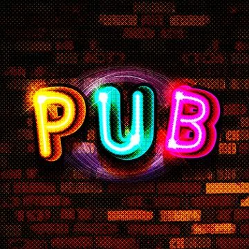 Pub. Vector glowing neon sign Stock Illustration