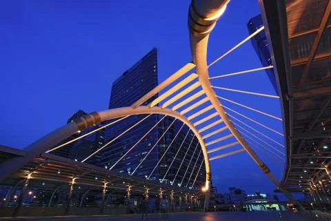 Pubic skywalk bridge Stock Photos