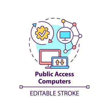 Public access computers concept icon 스톡 일러스트