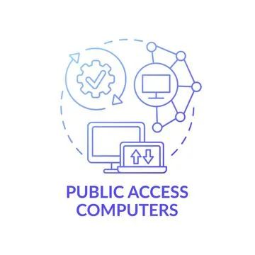 Public access computers dark blue concept icon 스톡 일러스트