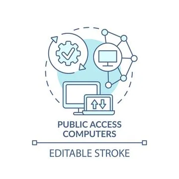 Public access computers turquoise concept icon イラスト素材